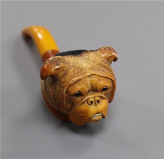 A Meerschaum bull dog pipe length 16cm